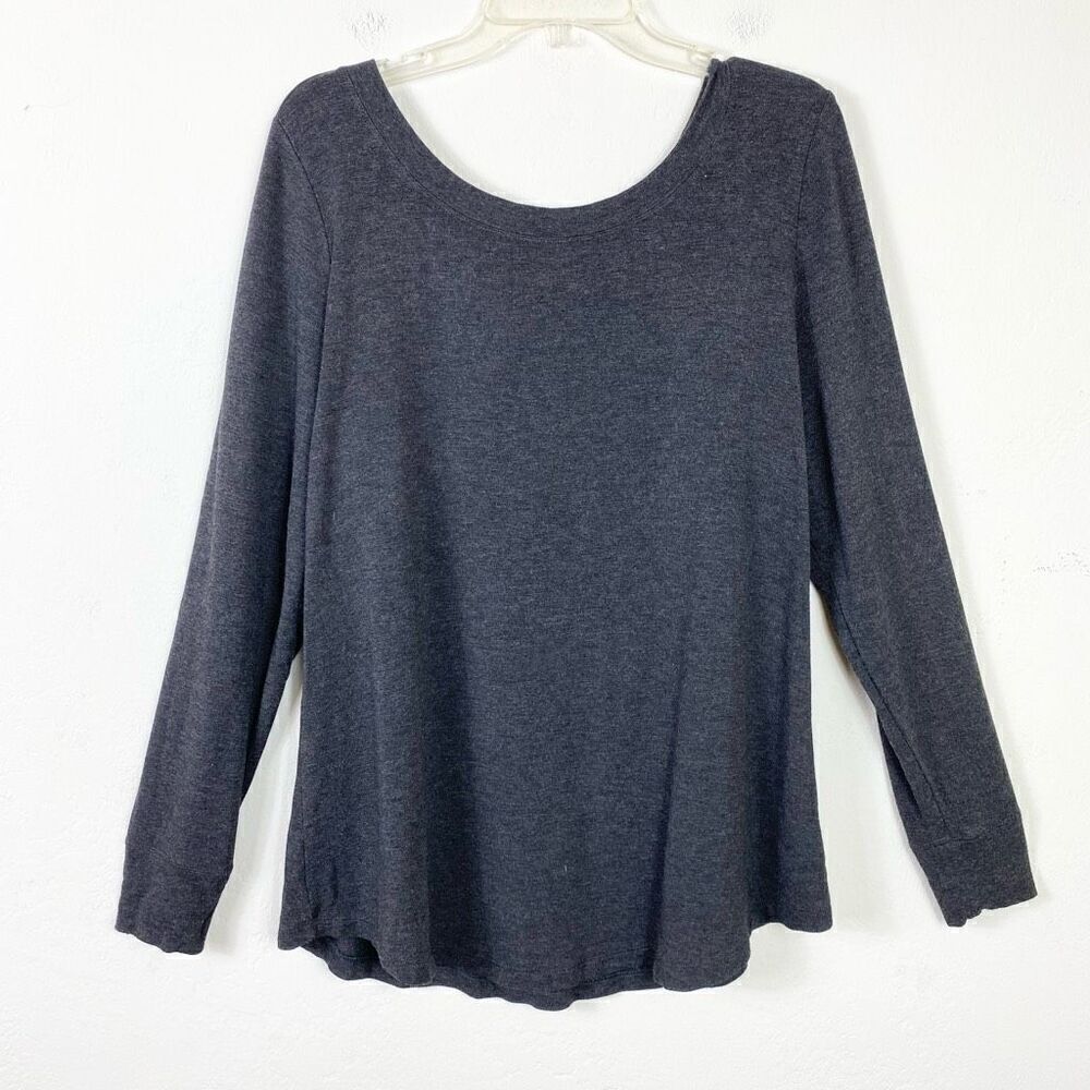 Cabi Charcoal Grey ATC Crossback Sweatshirt Long Sleeve Sporty TShirt Size L